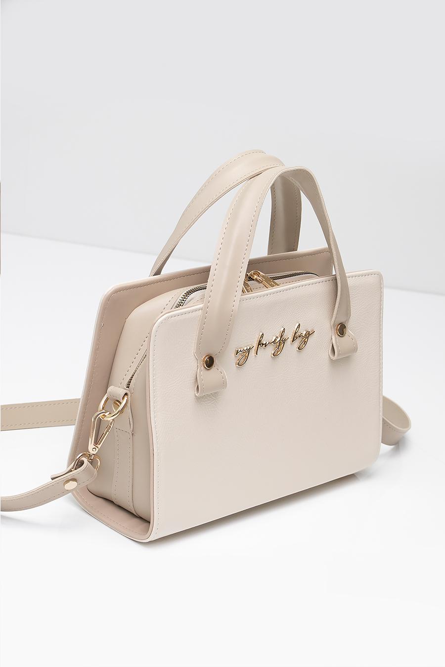 Lovely Bag  AMBER - svijetlo bež torba - Zlatni metal