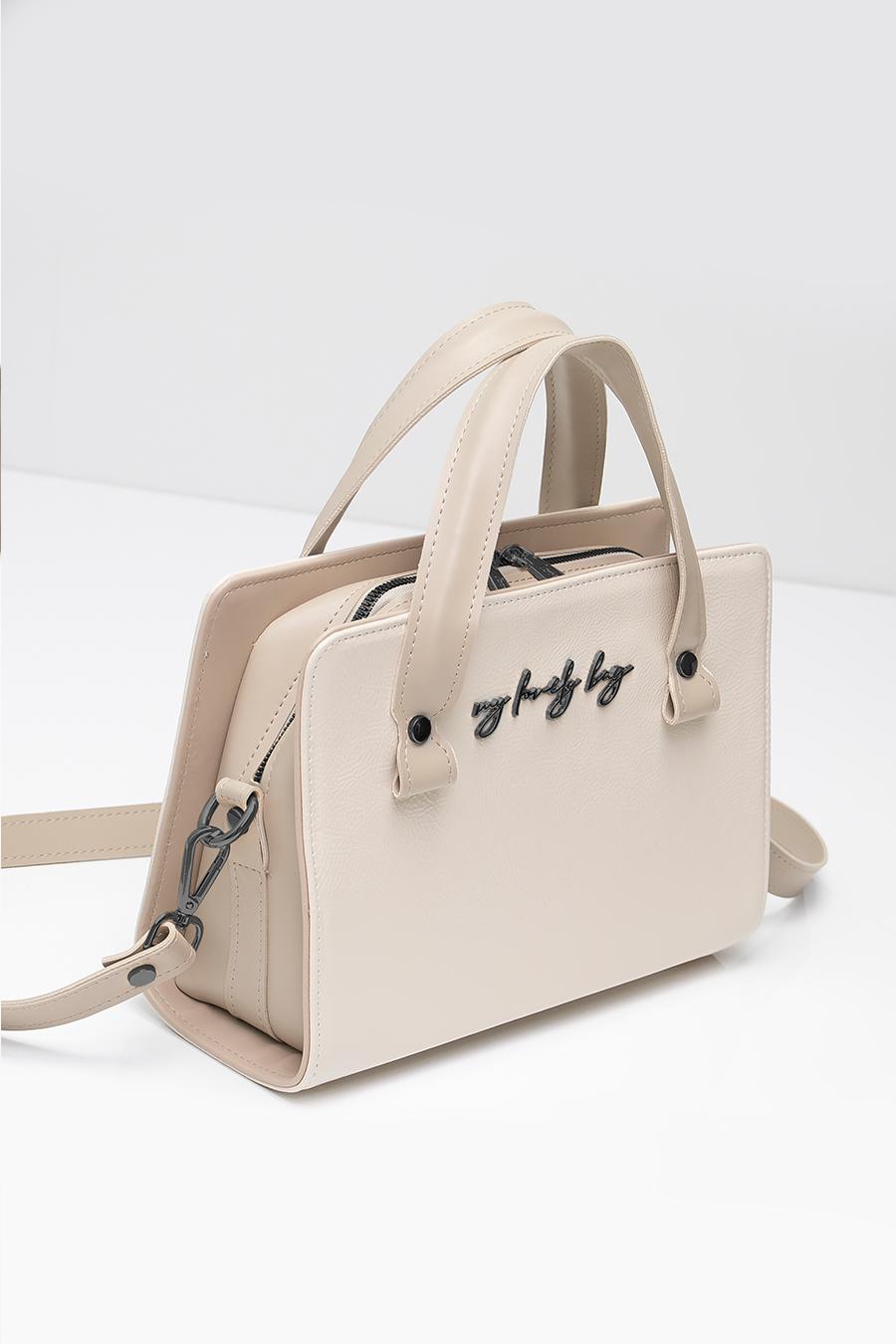 Lovely Bag  AMBER - svijetlo bež torba - Crni metal