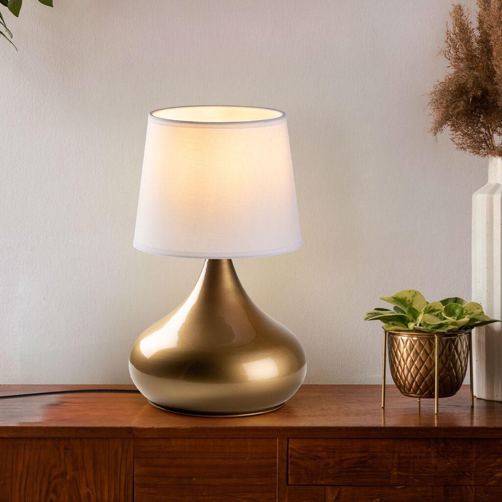 Opviq Stolna lampa Bulbe-15467, Zlatno-bijela