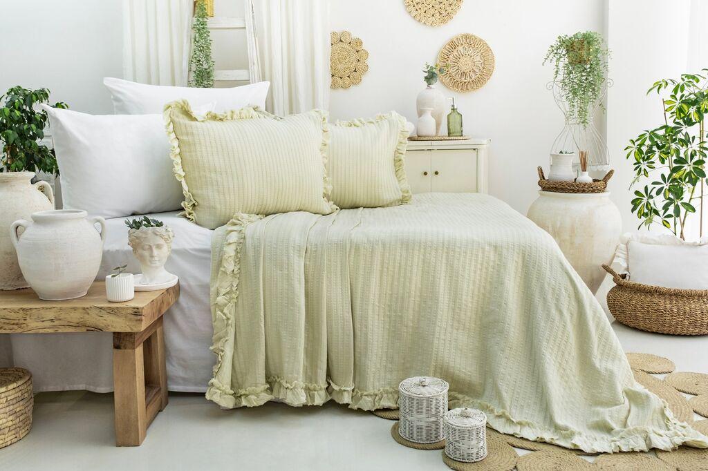 L'essentiel Maison set posteljine Martha, 240x260 cm, zelena