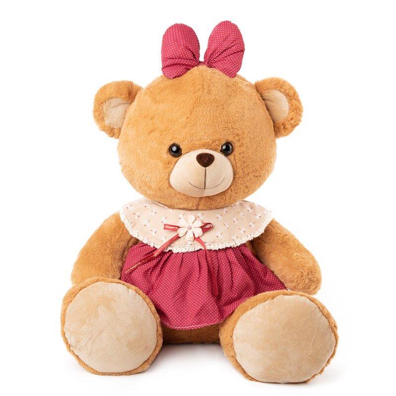 Amek Medo djevojčica s crvenom haljinom 53 cm, Smeđa