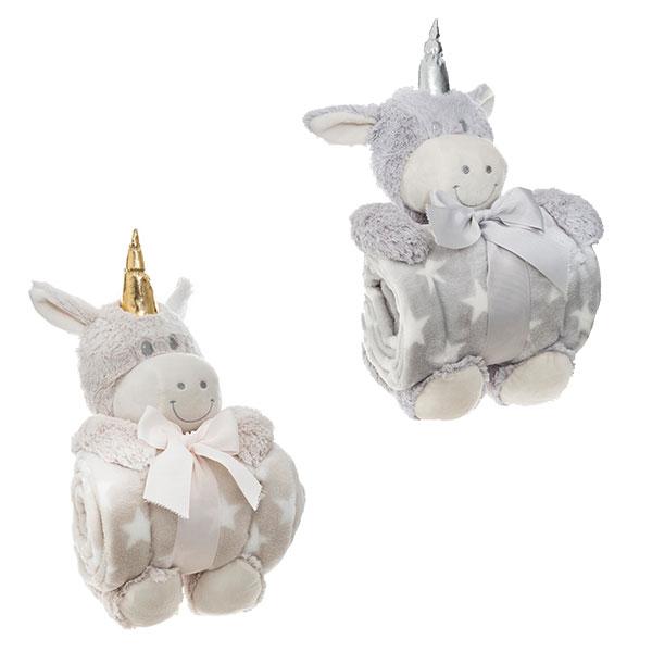 ATMOSPHERA Dječija dekica + jednorog, srebrna