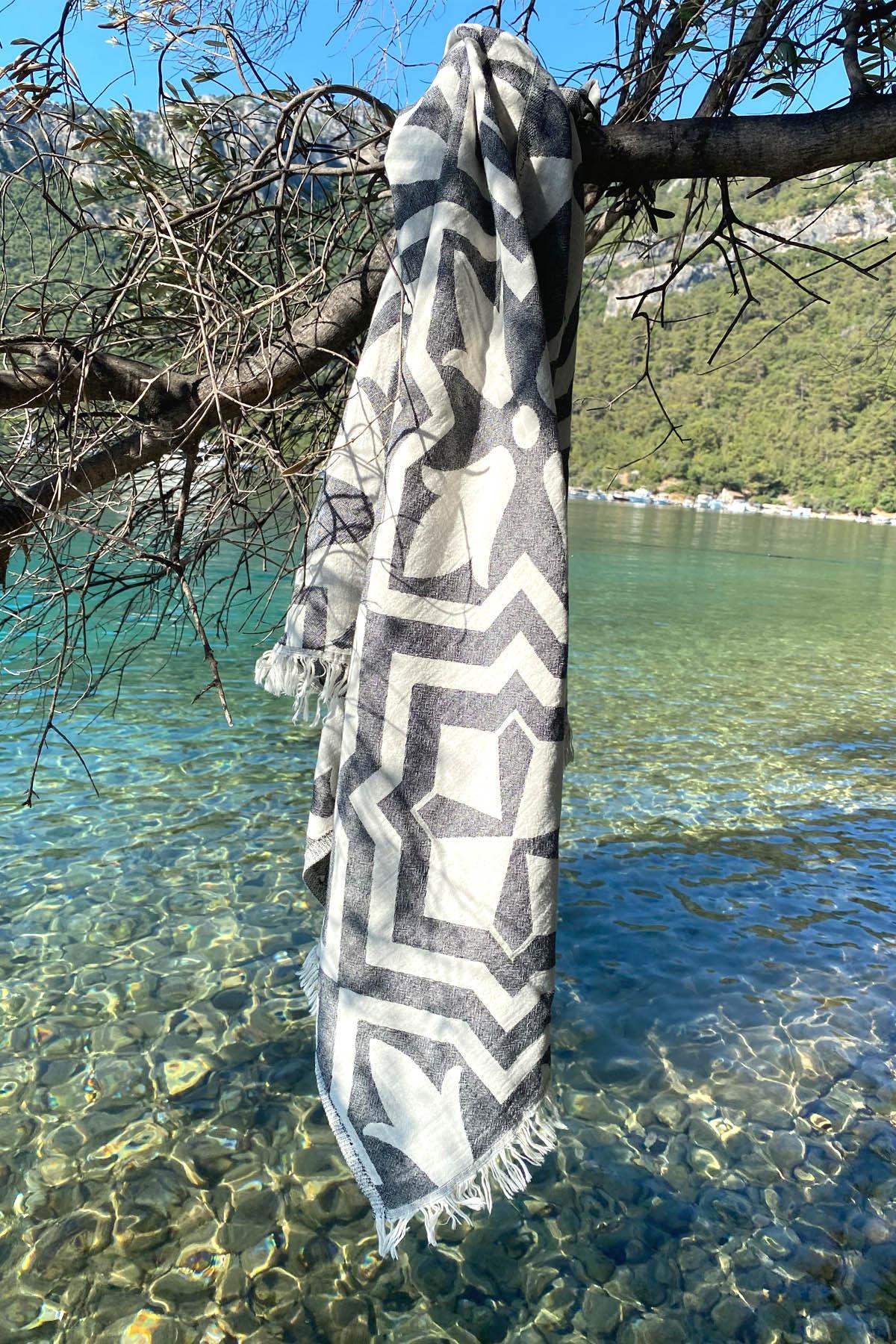 L'essentiel Maison Ručnik za plažu 90x170cm crno-bež