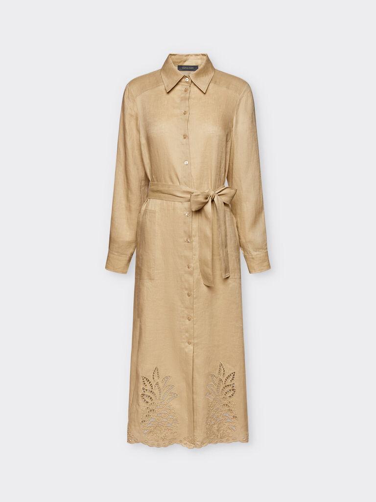 Elena Miro Ženska haljina s izvezenim rubom, Bež