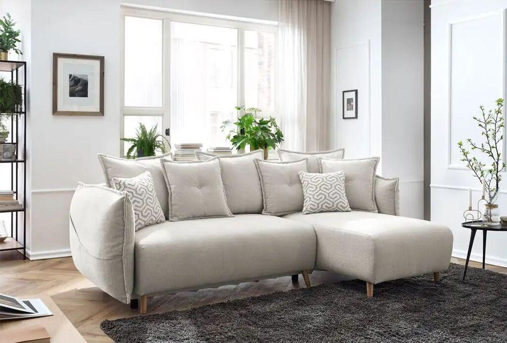 Atelier del Sofa Ugaona garnitura na razvlačenje Puffy, 255x165 cm, Krem