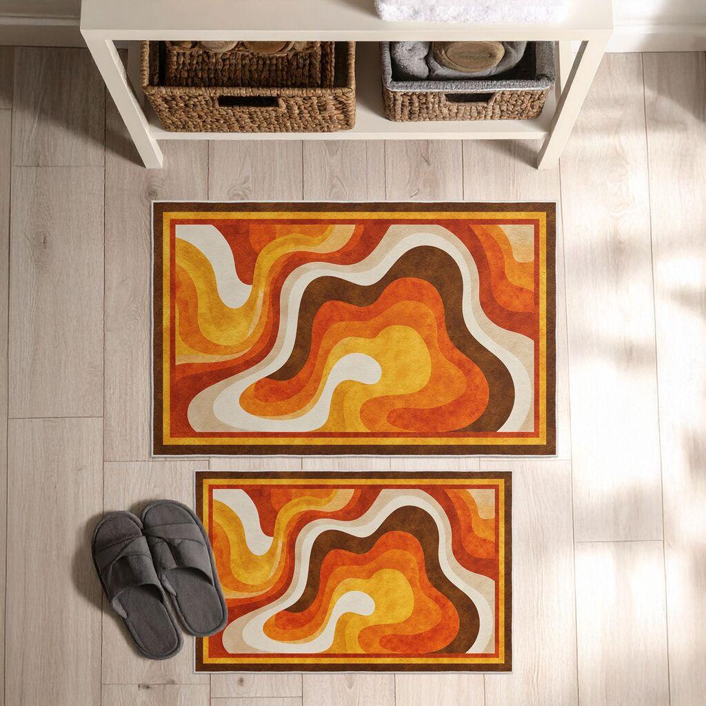 L'essentiel Maison Set tepiha za kupatilo Asr07, 2 komada, narandžasta