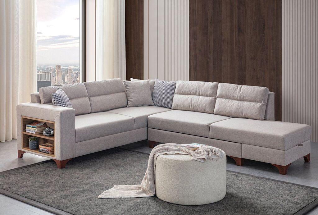 Atelier del Sofa Ugaona garnitura na razvlačenje Tloft Left, 230x285 cm, Krem