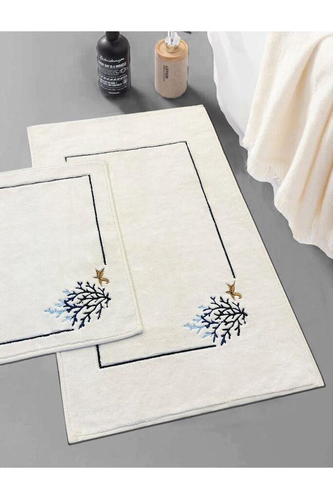 L'essentiel Maison Set prostirki za kupanje s morskom algom, 2 komada, kremaste boje