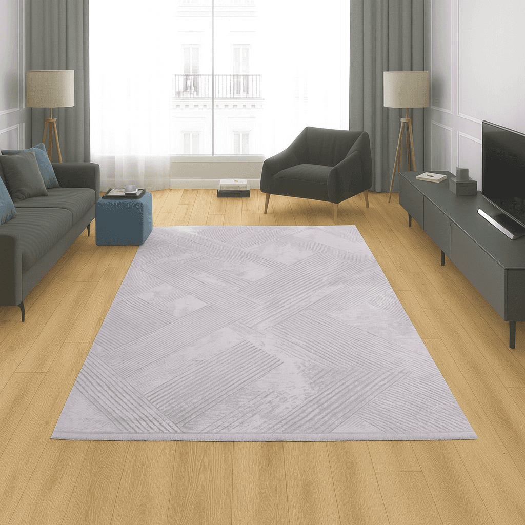 Merinos Končani tepih Linijski mozaik, 240x340 cm, Sivi