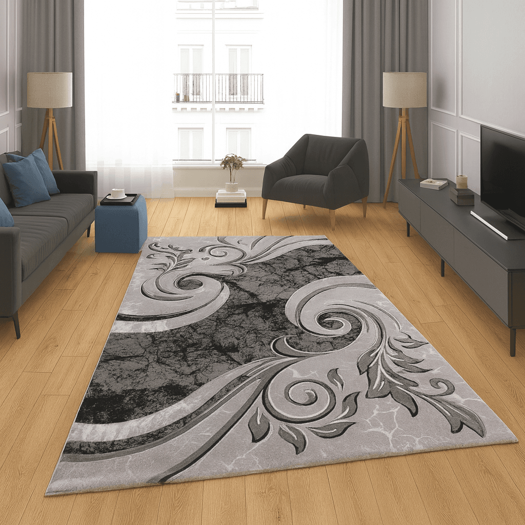 Merinos Končani tepih Barokni motivi, 140x200 cm, Sivi