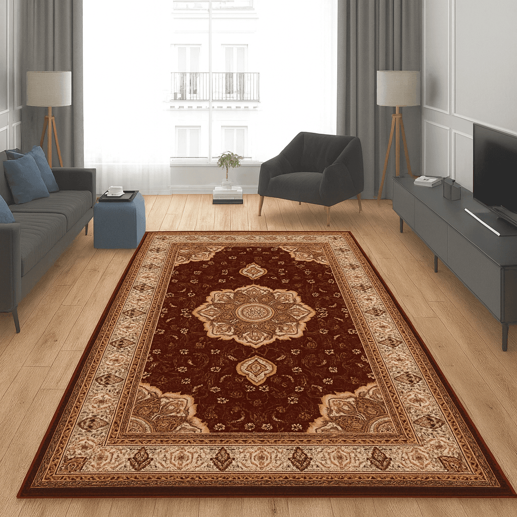 Merinos Končani tepih Klasični medaljon, 240x340 cm, Bordo