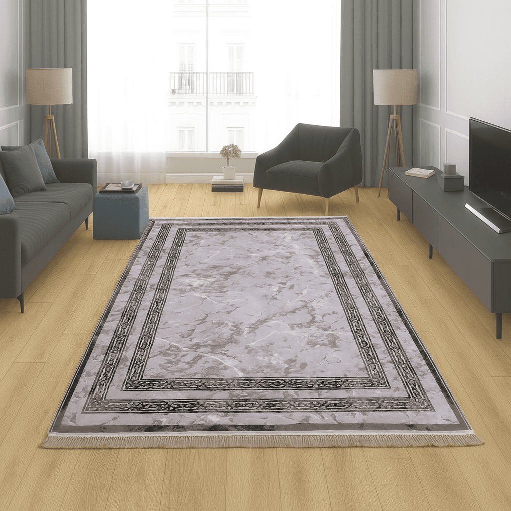 Merinos Končani tepih Mermerni okvir, 160x230 cm, Sivi