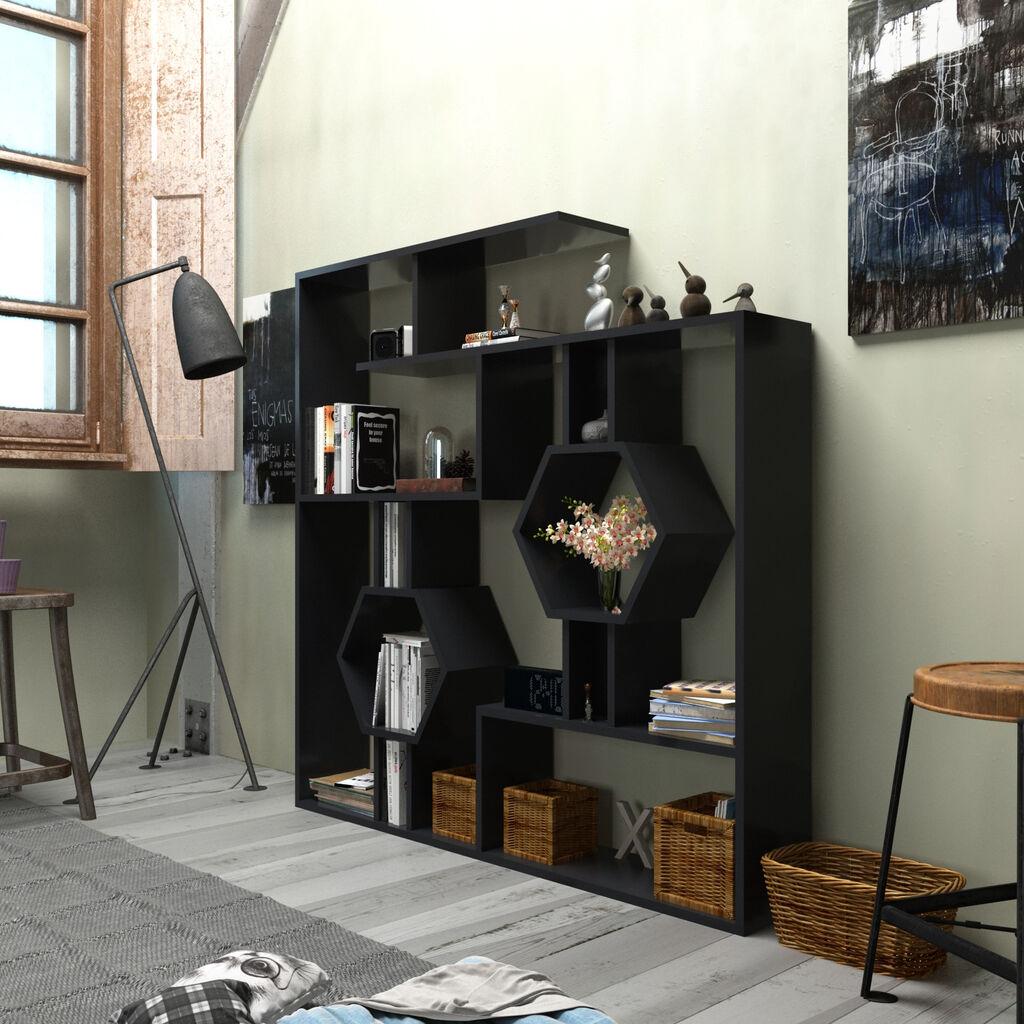 Hanah Home Tamara Crna polica za knjige 134x134x22cm, Crna
