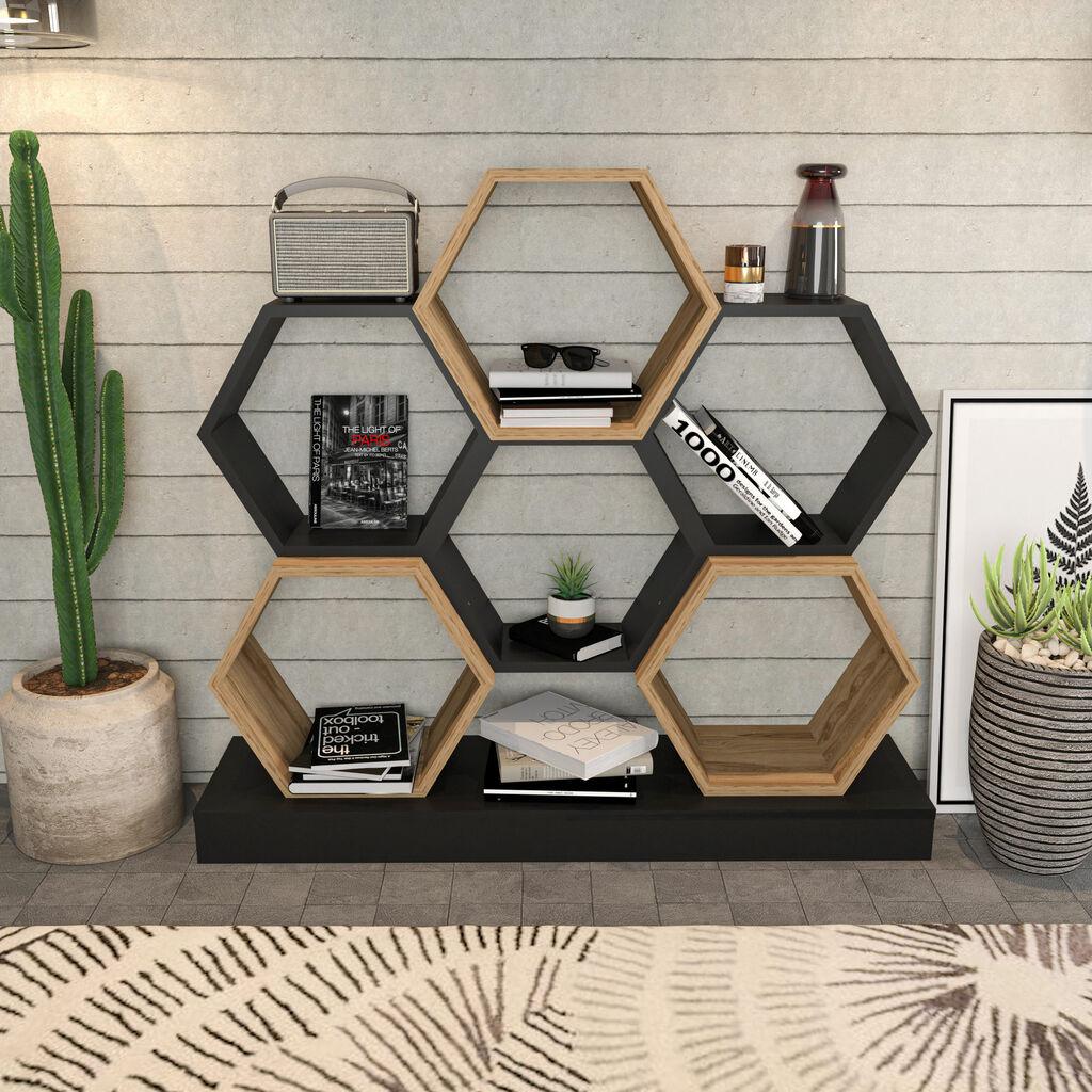 Hanah Home Polica 120x109x29.5cm Crni hrast