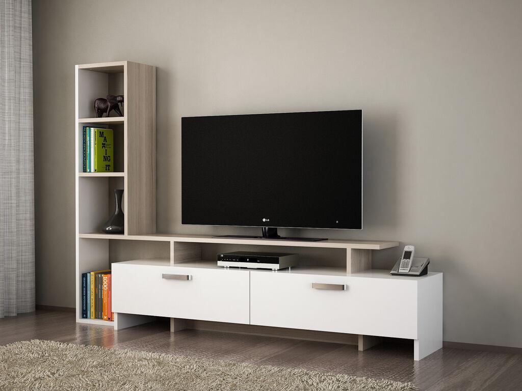 Hanah kućni TV komoda Simal bijela-krem boja
