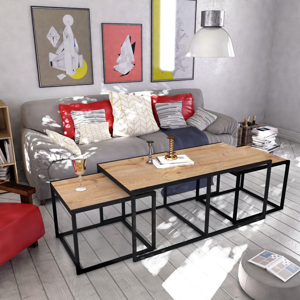 Hanah Home Gigante set klub stolova, 3 dijela, hrast-crni