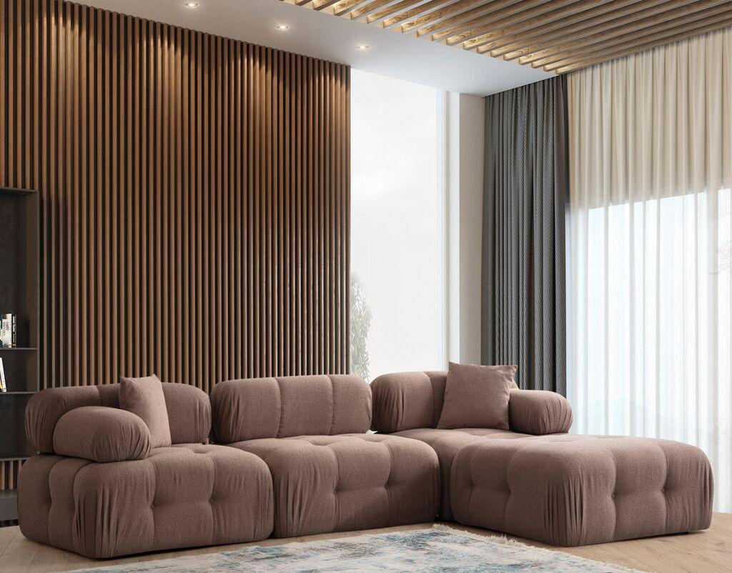 Atelier del Sofa L1 O1 1R Pouffe Doblo Ugaona garnitura, 3 sjedala, Cappuccino