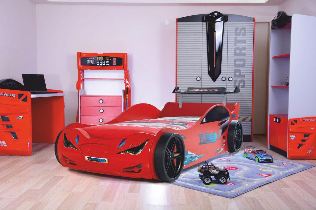 Hanah Home Dječiji krevet - auto Eco 120x60​​x230cm Crni