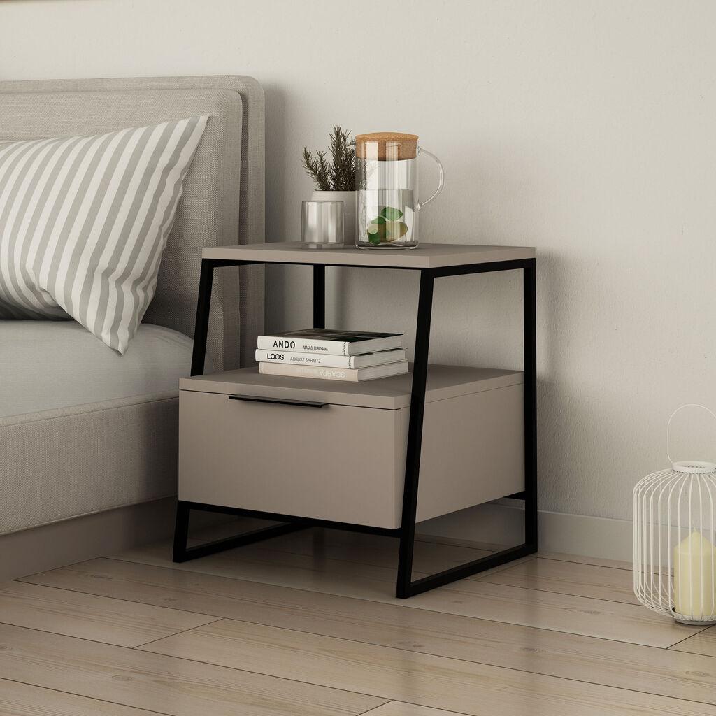 Hanah Home Pal Light Mocca v2 komoda, sivo-crna
