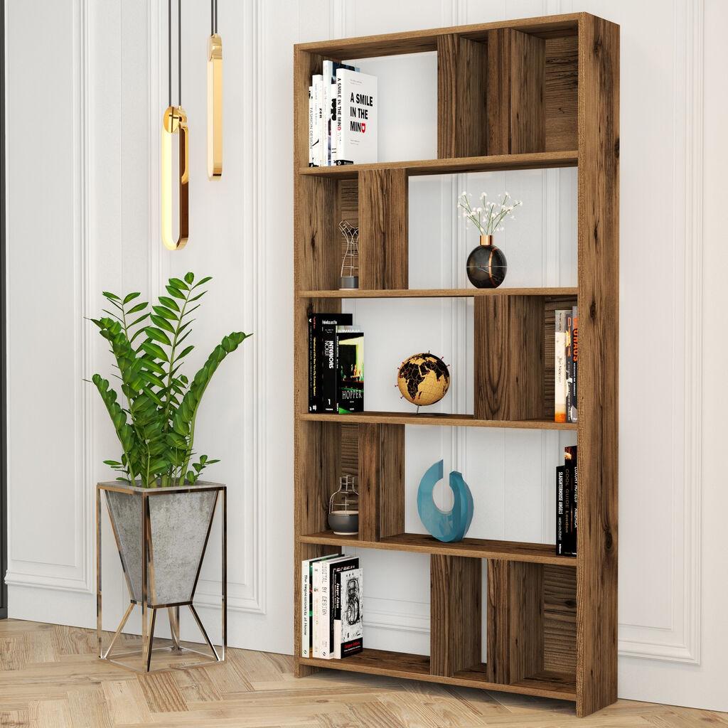 Hanah Home Lima polica za knjige od oraha 90x180x20cm, smeđa