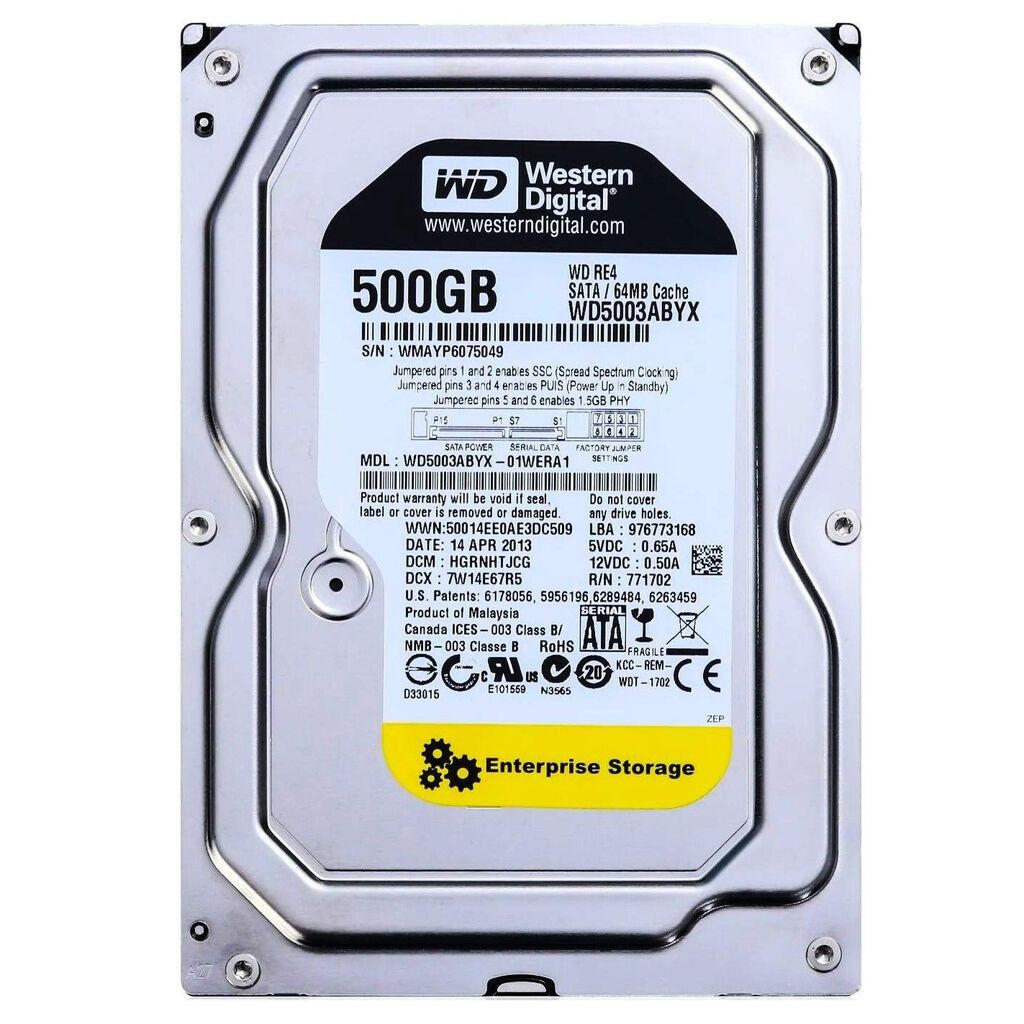 Western Digital HDD disk, 500 GB, SATA, 64 MB, 7200 RPM