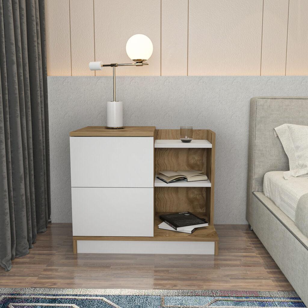 Hanah Home Noćni Ormarić Rena 72x60x45cm Bijeli Hrast