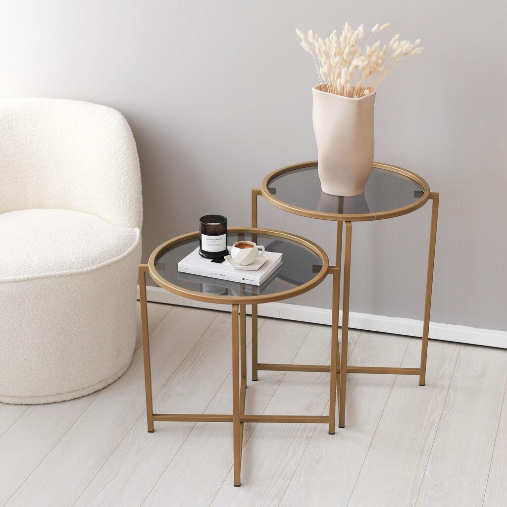 Hanah Home Club sto 50x50x50cm zlatno-sivi