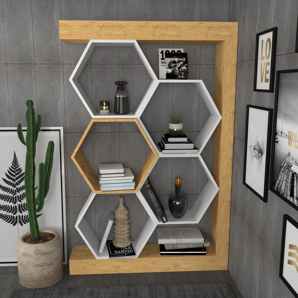 Hanah Home Polica 90x140x24.6cm Hrast-Bijela