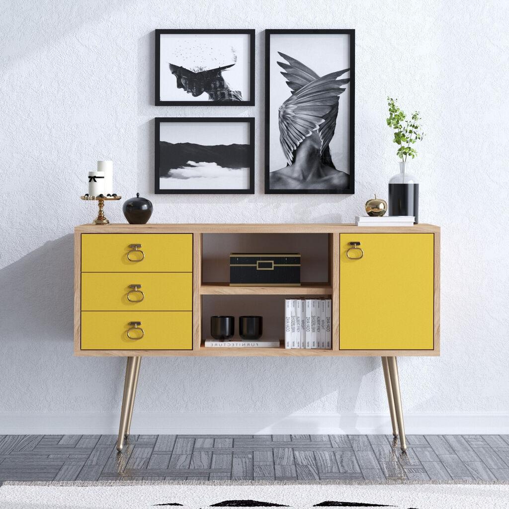 Hanah home Polica 120x40x80cm Hrast-žuta