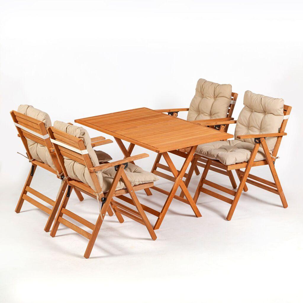 Hanah Home Garden set stol i 4 stolice bež