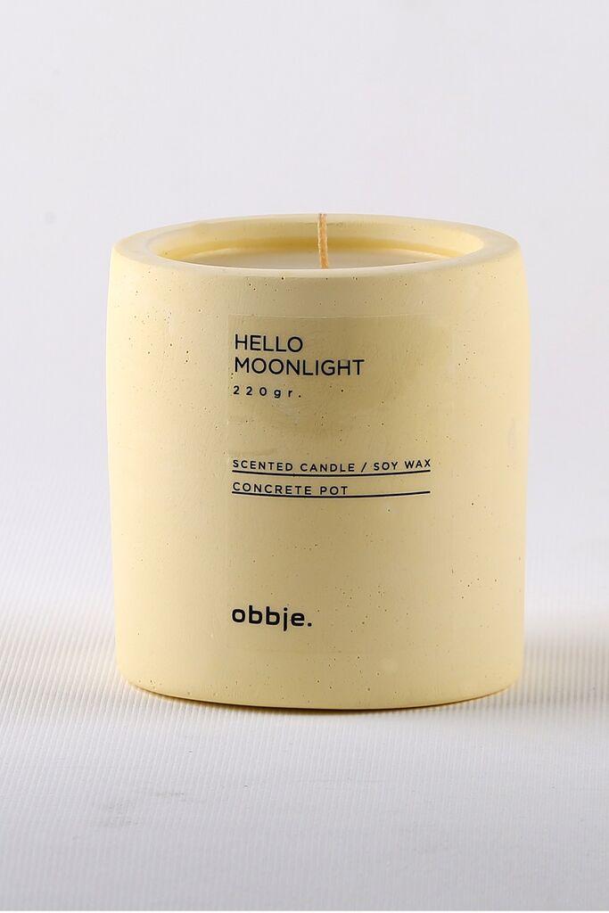 Aberto Design Hello Moonlight Verti betonska svijeća, miris vanilije i Munchmellow, 8,5 cm, žuta