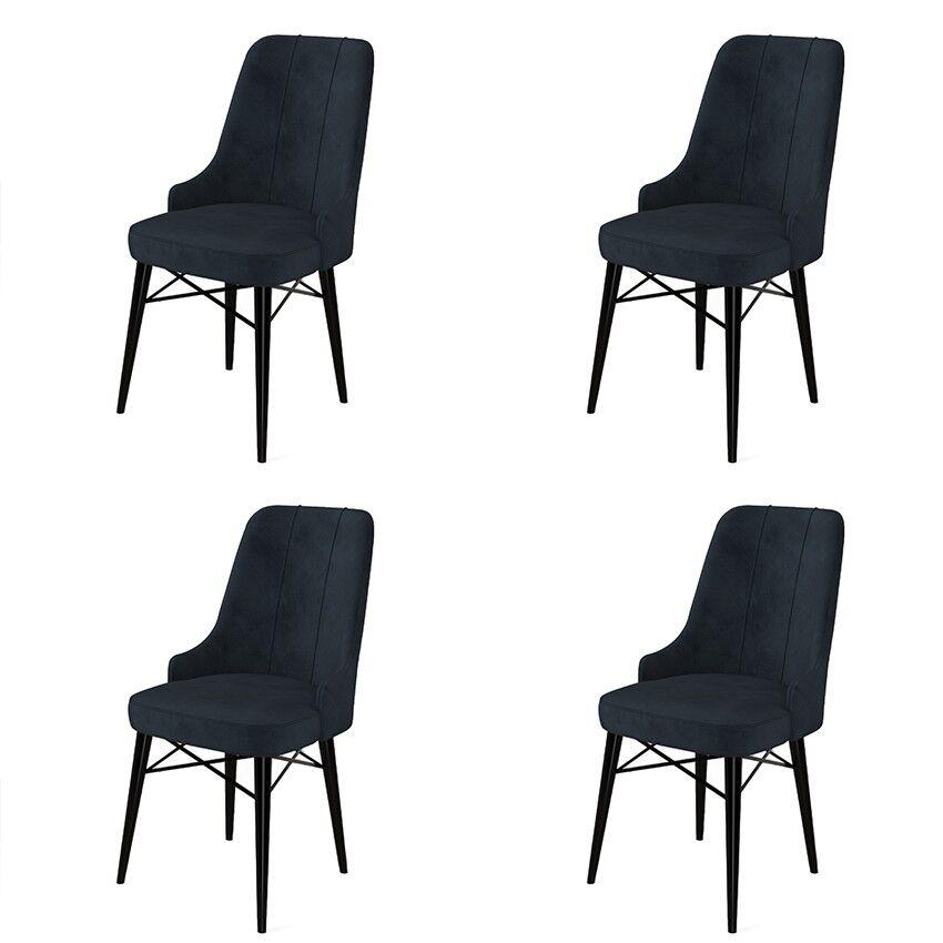 Hanah Home Set od 4 Pare trpezarijske stolice crne boje