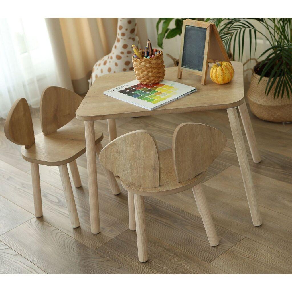 Hanah Home Dječiji set Mickey Set od dvije stolice, Sto i 2 stolice, Bež