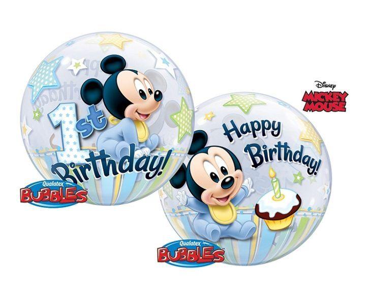 PartyDeco Folijski balon Mickey Mouse 1 Birthday 55cm 12864