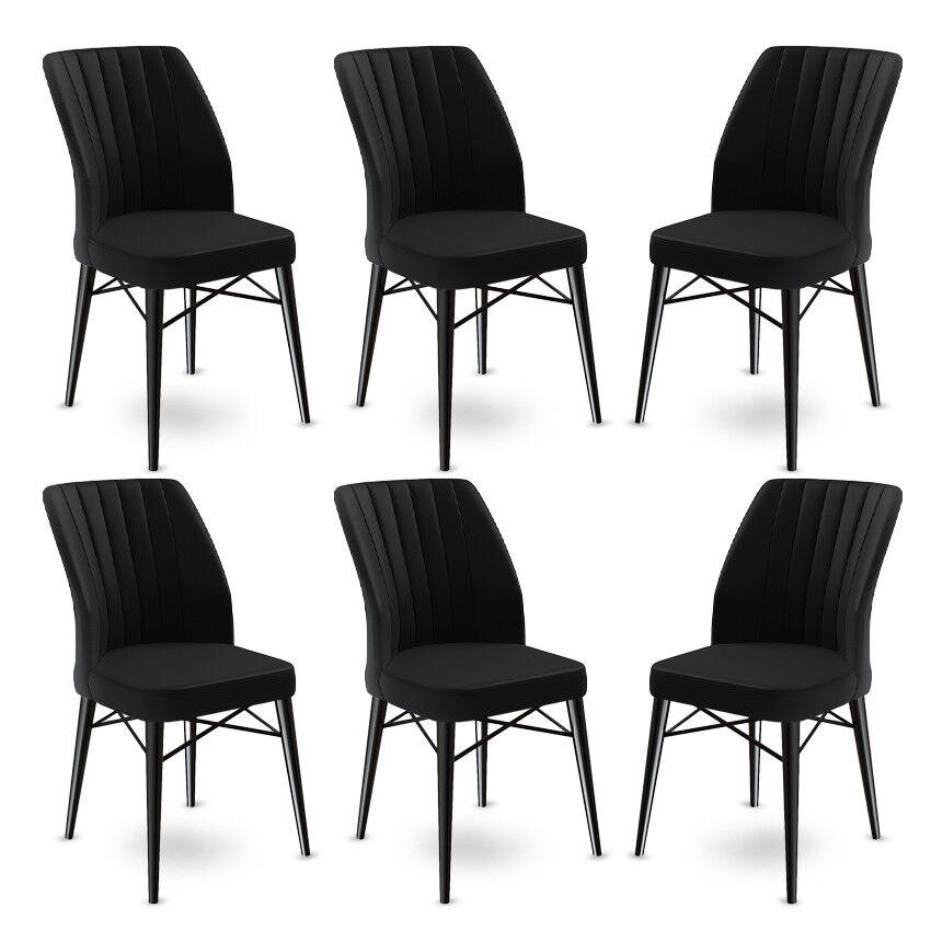 Hanah Home Set od 6 trpezarijskih stolica Flex crne boje