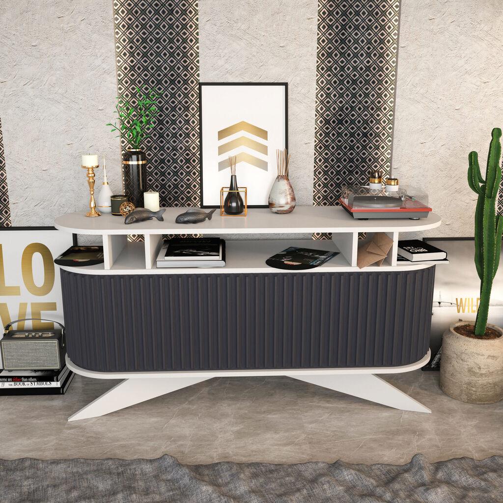 Hanah home Polica 150x75x43cm Bijelo-antracit