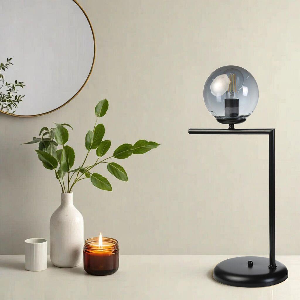 Opviq Stona lampa E27 Grlo, Crno-siva