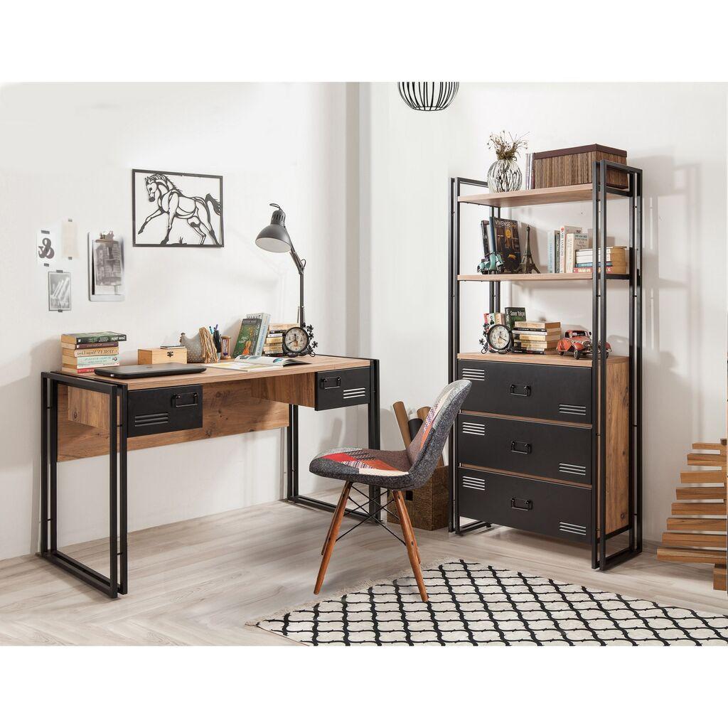 Hanah home Set radnog stola i komode COSMO bež-crni