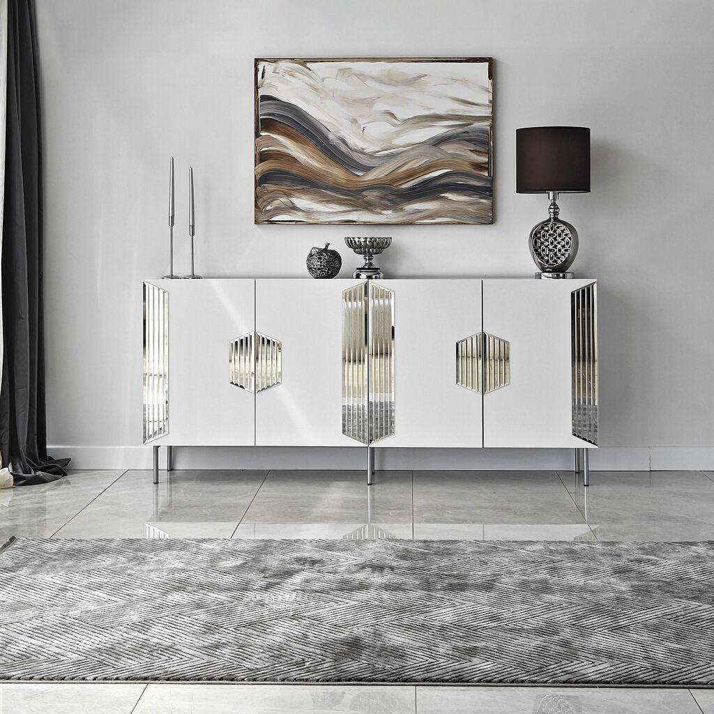 Hanah Home komoda Dubai 180x80x40cm bijelo-srebrna