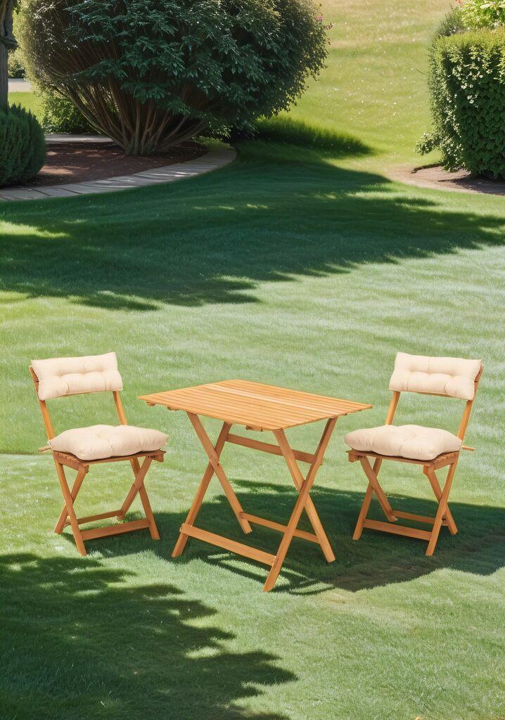 Hanah Home Garden set od 2 stolice i stolić za kafu bež boje