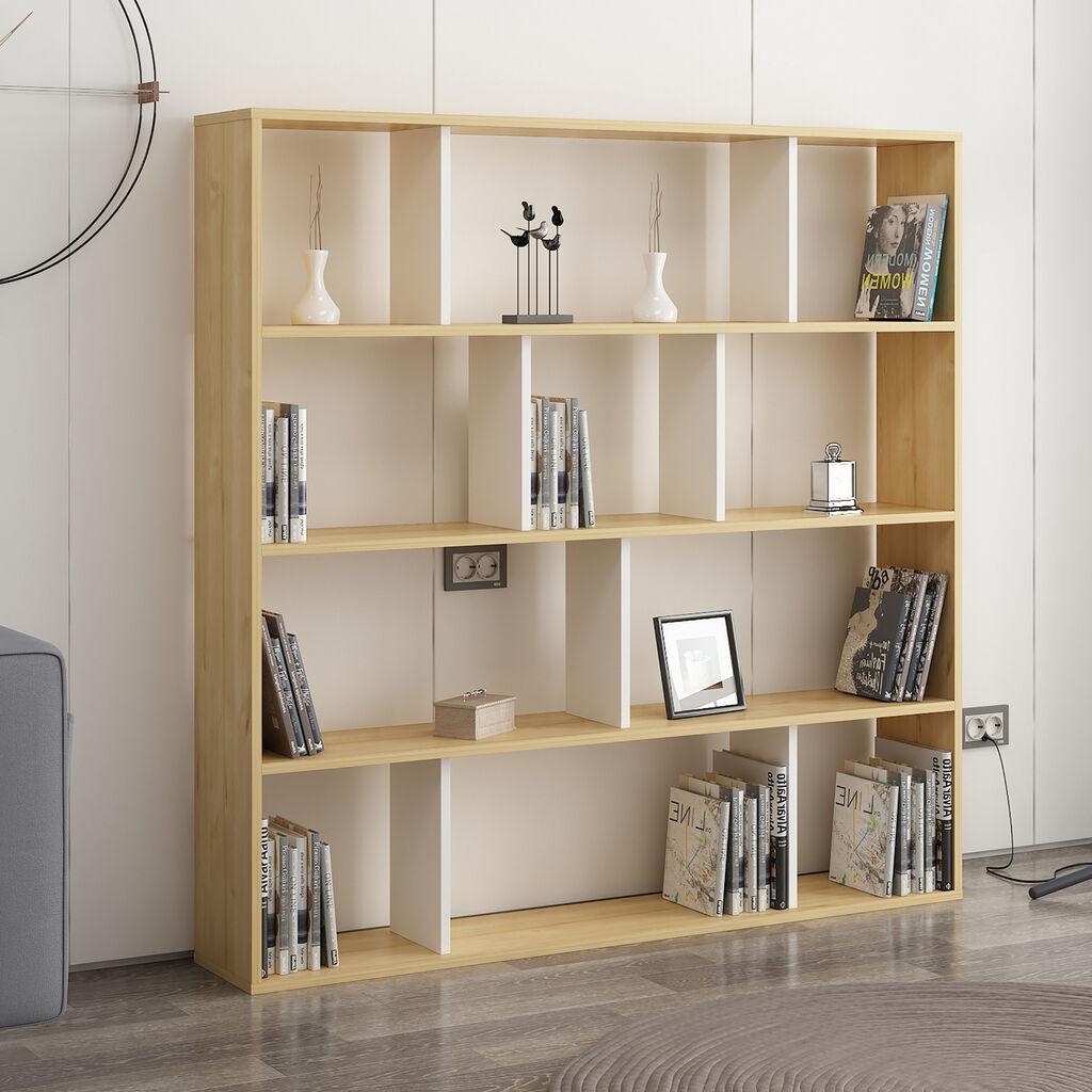 Hanah Home Hodbi Hrast Bijela Knjižna Polica 145.2x25x145cm, Bež