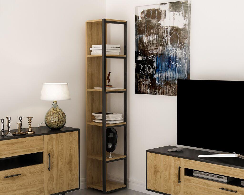 Hanah Home Texas Crna Ud polica za knjige 33,7x180x29,5cm, Smeđa