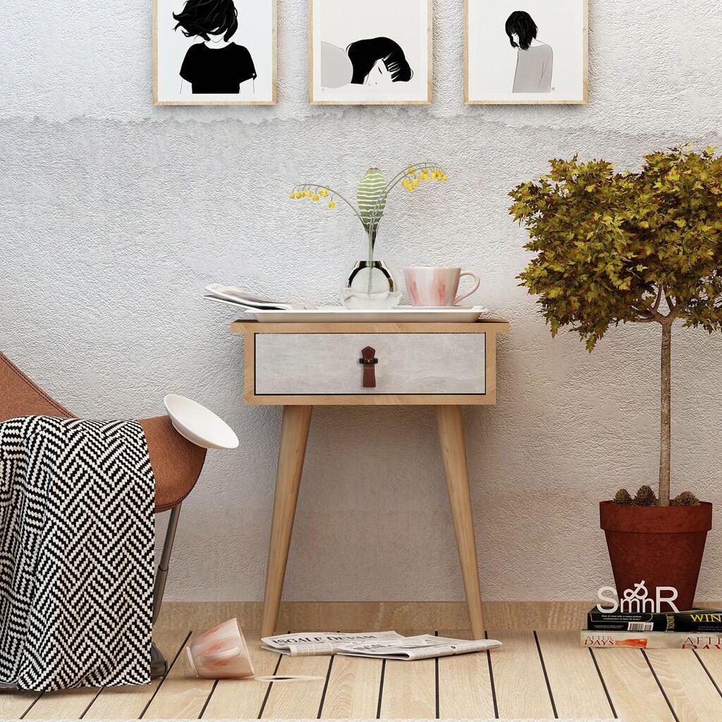 Hanah home Polica 40x65,6x35cm Hrast-Bijela