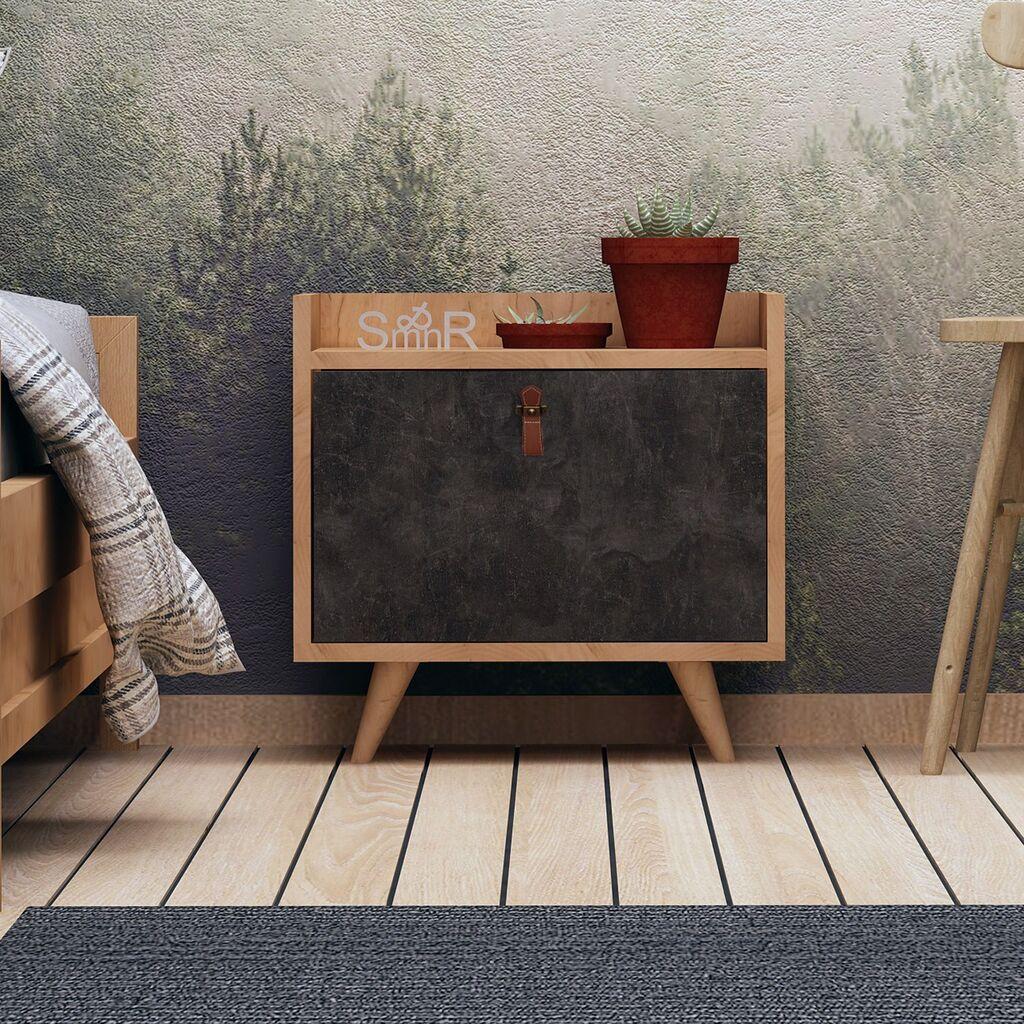 Hanah Home Noćni ormarić Juuna 50x55x40cm Hrast-Tamno siva