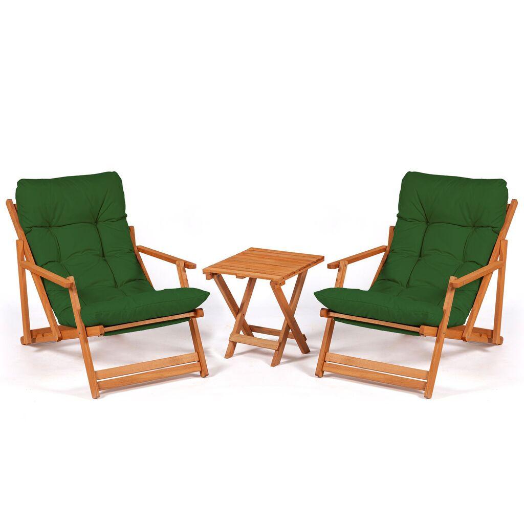Hanah Home Garden set od 2 stolice i klub stolića, zeleno-bež boje