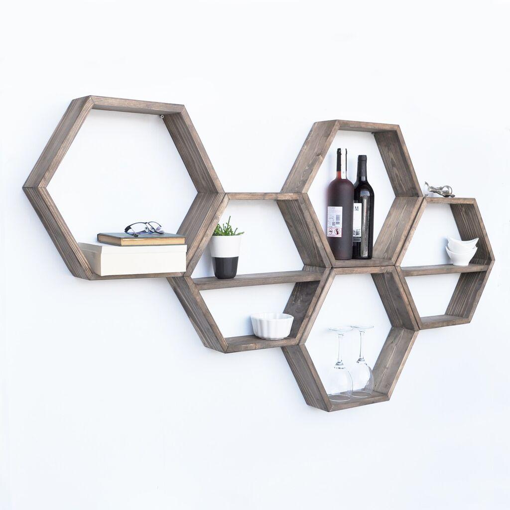 Hanah Home HEX003 Zidna polica, 5 dijelova, Smeđa