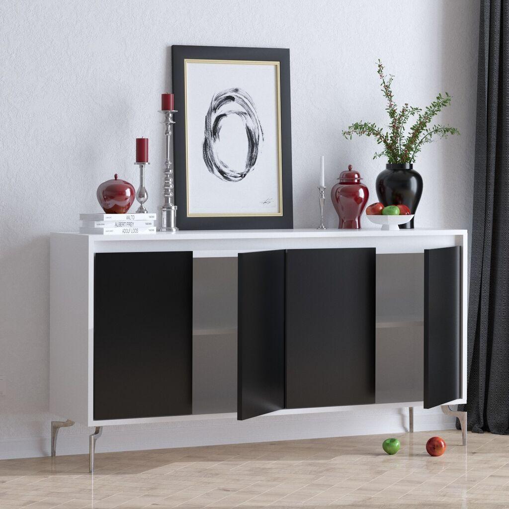Hanah Home Komoda s ladicama PEETA 140x94x40cm Crno-bijela
