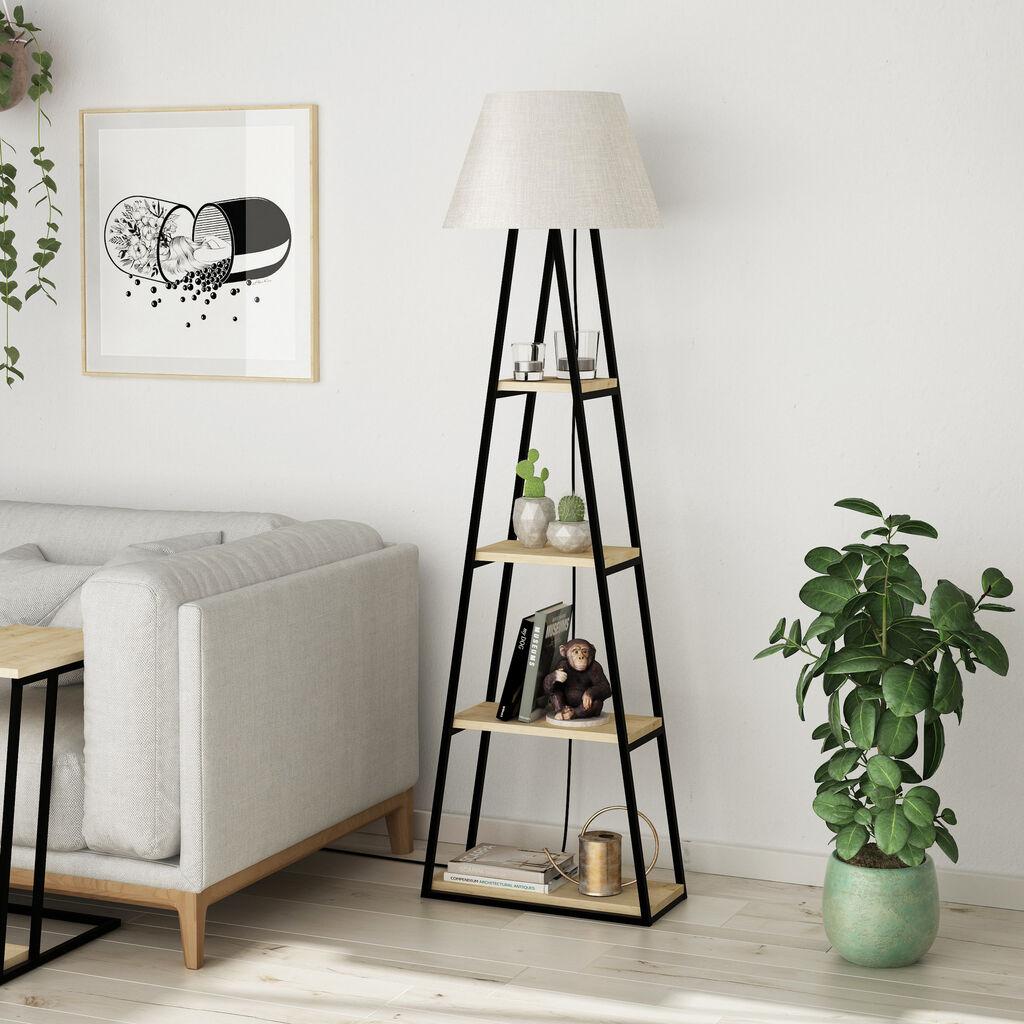 Podna lampa Hanah Home Pal od hrastovine, lana