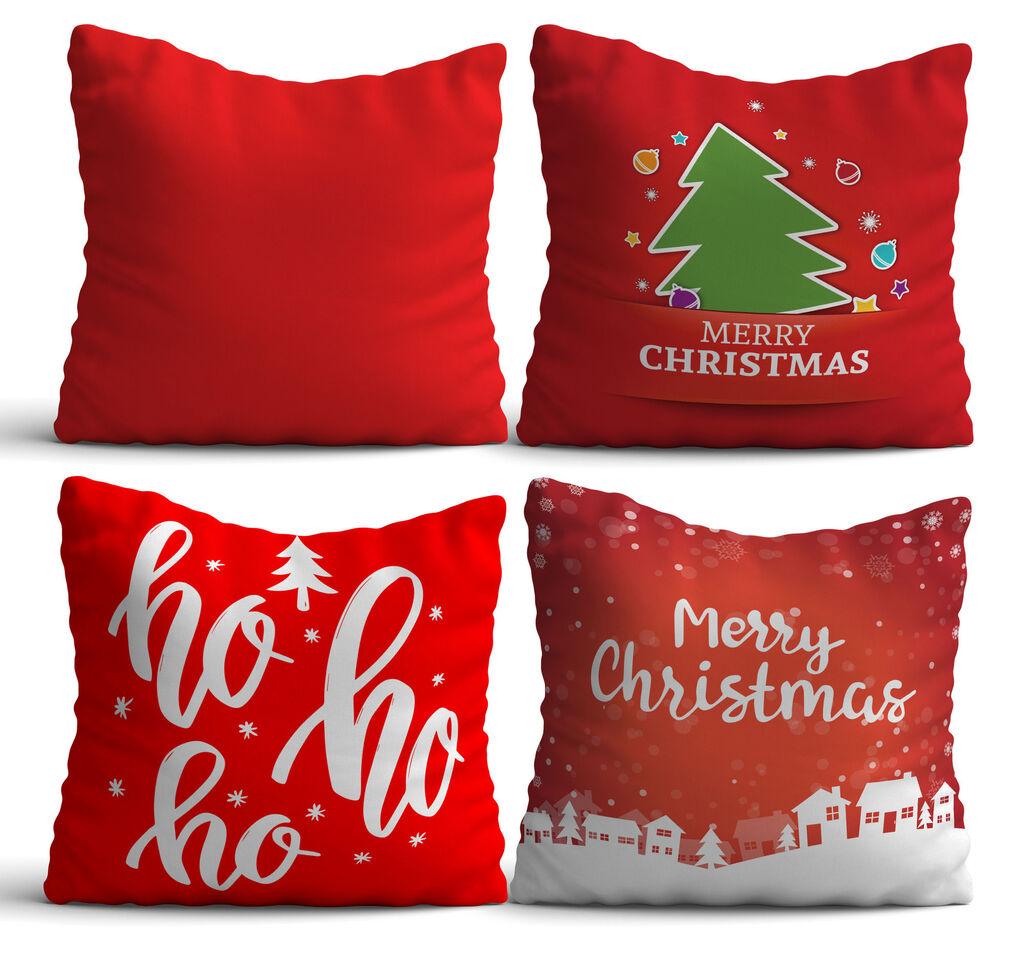 Aberto Design NYXMAS06 Set od 4 ukrasna jastuka, 43 x 43 cm, crvena