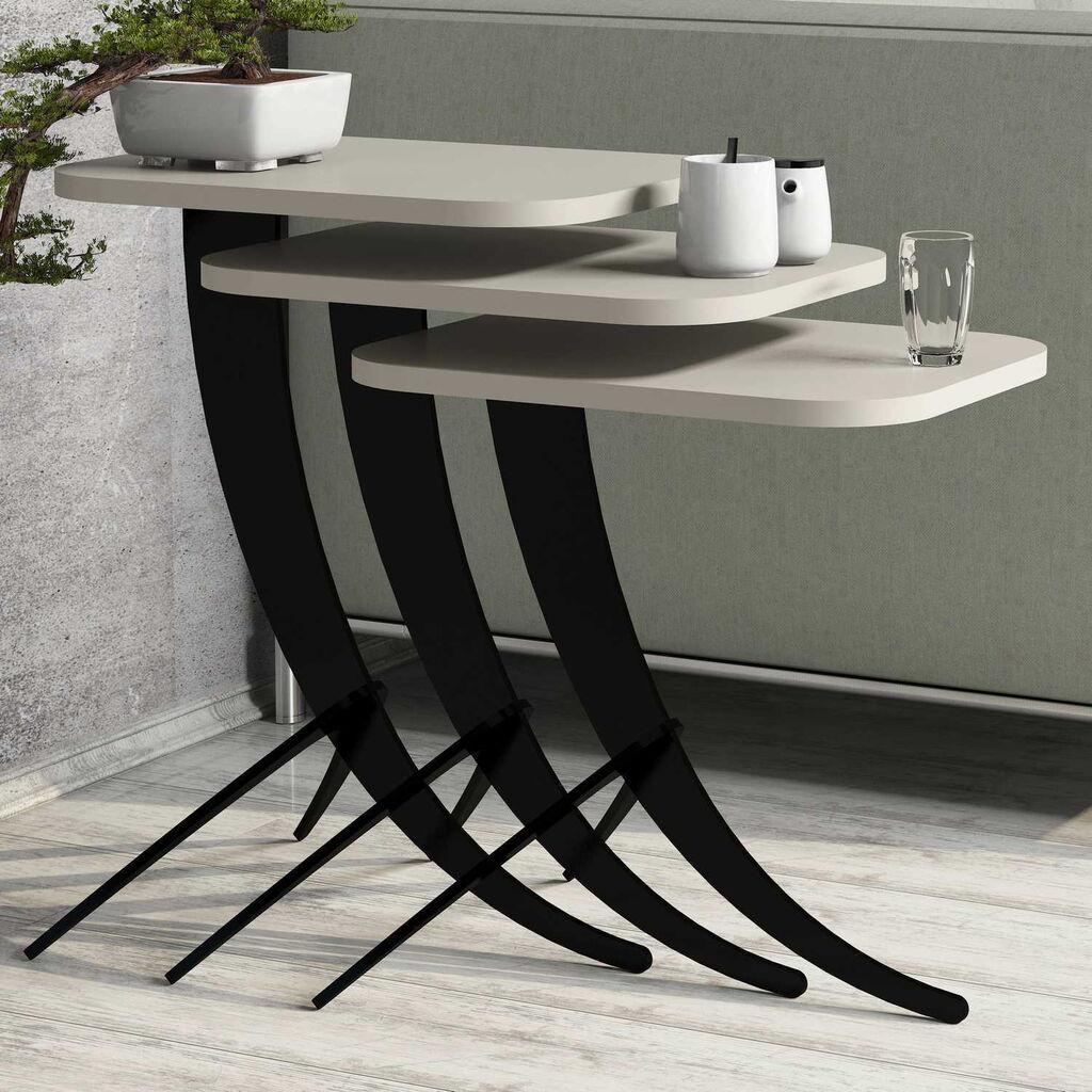 Hanah Home Club set stolova, 3 dijela, boja pijona krem
